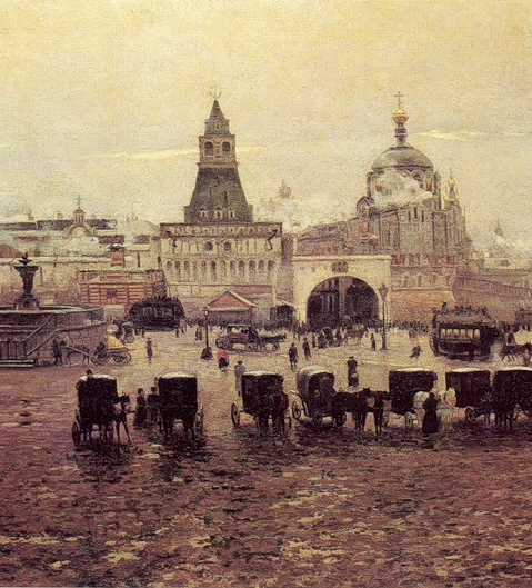Пелевин И.А. Лубянская площадь в Москве осенью. 1894 г. (фрагмент)
