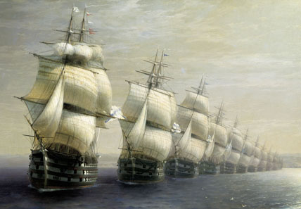Фрагмент картины И. Айвазовского ''Смотр Черноморского флота''