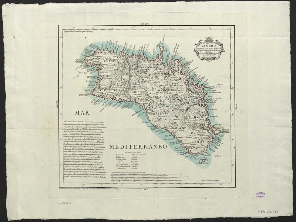 Карта острова Менорка, 1780 год 