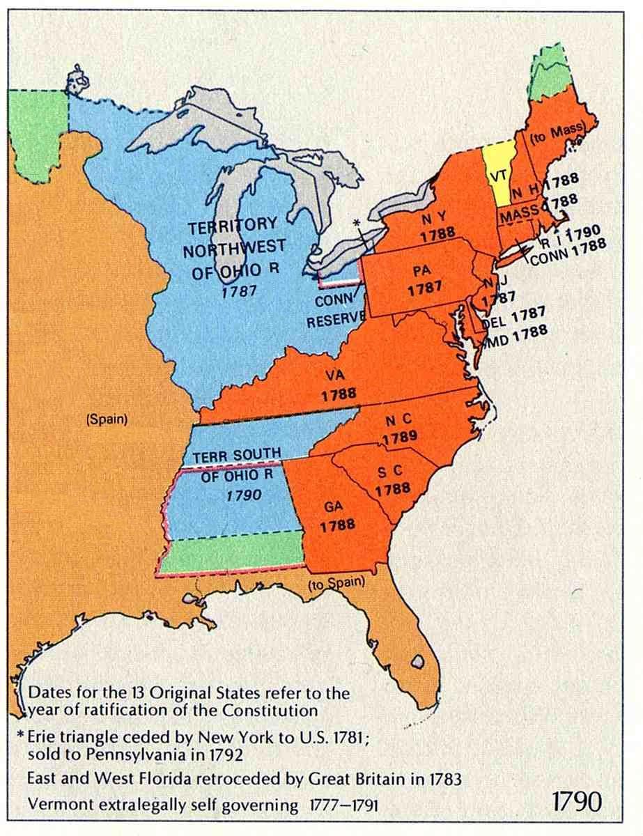 Территориальное расширение США, 1782–1790 гг. 