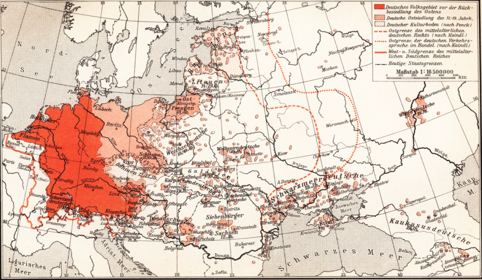 Немецкая переселенческая «экспансия на восток», карта