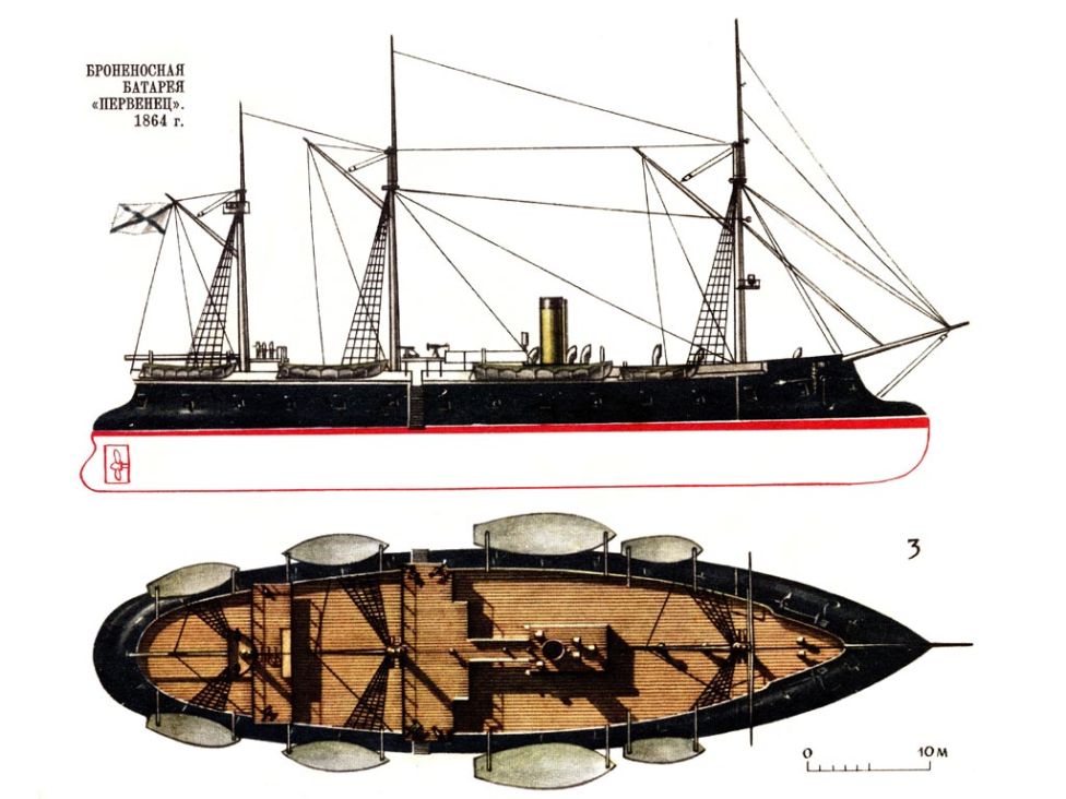 Броненосная батарея «Первенец», 1864 год