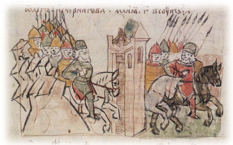 Поход Святополка Изяславича Ки-евского и Владимира Всеволодовича Мономаха (Переяславского) на Чернигов; бегство Олега Святославича Черниговского, не захотевшего объединиться со Святополком и Владимиром.