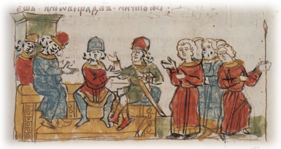 Перемирие Святополка Изяславича Киевского, Владимира Всеволодовича Мономаха (Переяславского), Давыда Святославича Черниговского и Олега Святославича Муромского на съезде в Уветичах.