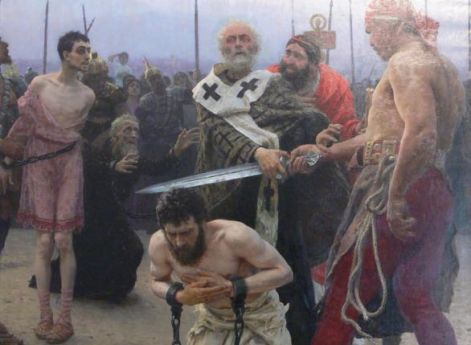 Николай Мирликийский избавляет от смерти трех невинно осужденных. Репин И.Е. 1888 год. Русский музей, Санкт-Петербург