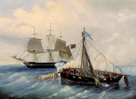 Неравный бой российского катера «Опыт» с английским фрегатом «Сальсет» на островах Нарген 11 июня 1808 года