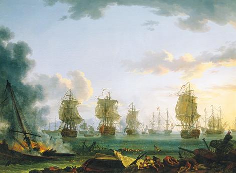 Возвращение русского флота после ночного боя в бухте Чесма