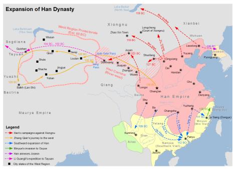 Экспансия Хань в Намвьет, Корею и Среднюю Азию