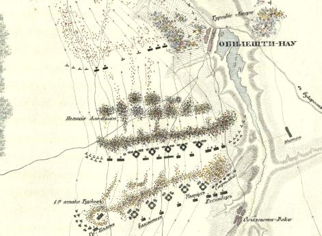 План сражения при Обилешти 2 июня 1807 года