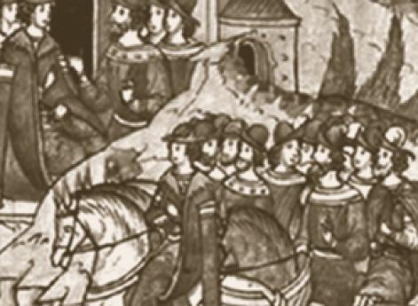 Князь Дмитрий Михайлович получает в Орде ярлык на великое княжение Владимирское. Лицевой летописный свод. XVI в.