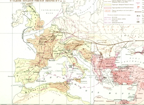 Падение Западной Римской империи III-V вв н.э.  (Д)Восстание рабов и колонов, вторжение "варварских" племен и падение Западной Римской Империи III-V вв н.э.
