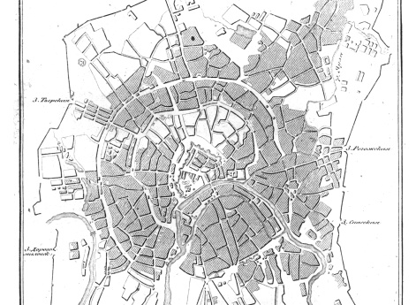 План Москвы, с обозначением сгоревших зданий
