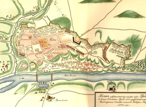 Укрепленный лагерь при Гродно, в коим Российская Армия под предводительством Фельдмаршала Огильвия стояла в январе и феврале 1706 года. С оригинала, хранящегося в Военном Ученом Архиве Главного Штаба, отд.II, №38. (С рисунка Н.Волынского)
