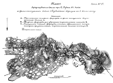 План арьергардного дела при с.Рудки 8 мая во время отступления войск Гвардейского корпуса к г.Бялыстоку