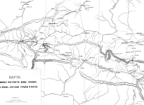 Кавказский край с показанием пути следования Их Императорских Величеств в 1888 году