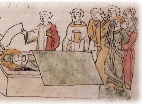 Отпевание и погребение убитого Андрея Юрьевича Боголюбского.