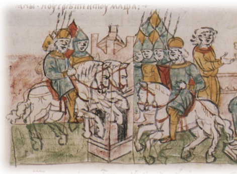 Посылка Изяславом Мстиславичсм Киевским гонца к Мстиславу Изяславичу с известием о походе Владимира Володарсвича Галицкого; встреча войск Изяслава Мстиславича и Владимира Володаревича под стенами Туманца.