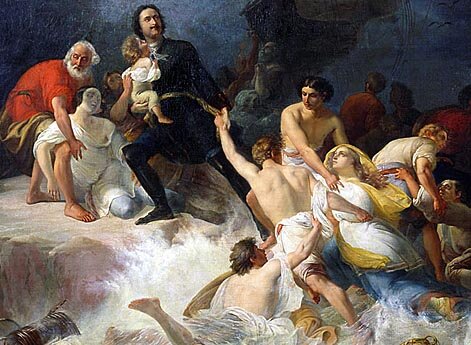 Петр Великий спасает утопающих на Лахте