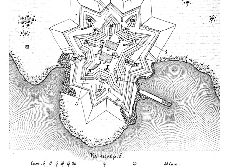 Способы укрепления. Изобр.5. Форт на острове Нарген 1727 год