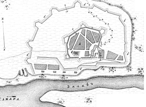 Полевые и временные укрепления. Изобр.1. Ретраншамент у Богородицкой крепости, возведенный в кампанию 1736 года