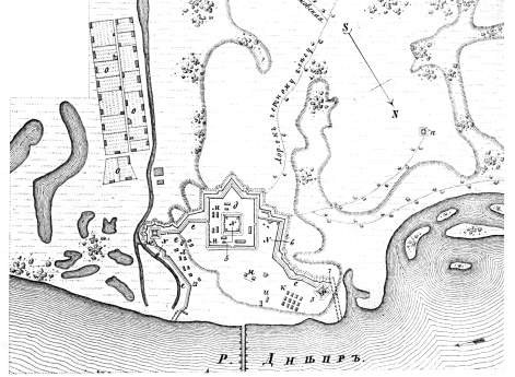Полевые и временные укрепления. Изобр.6. Предместное укрепление у Мишурина Рога, возведенное в кампанию 1737 года