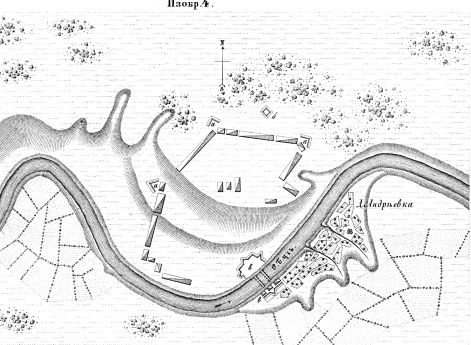 Полевые и временные укрепления. Изобр.4. Позиция, занятая русскими войсками при р.Буг в кампанию 1737 года