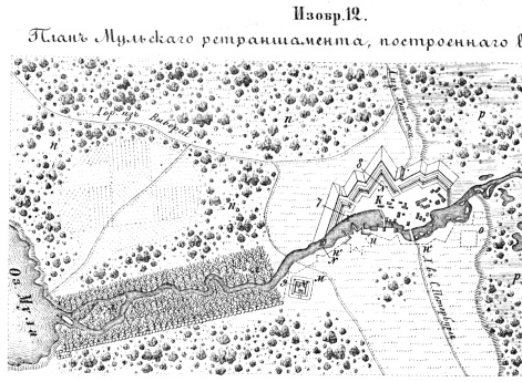 Полевые и временные укрепления. Изобр.12. План Мульского ретраншамента, построенного в 1742 году