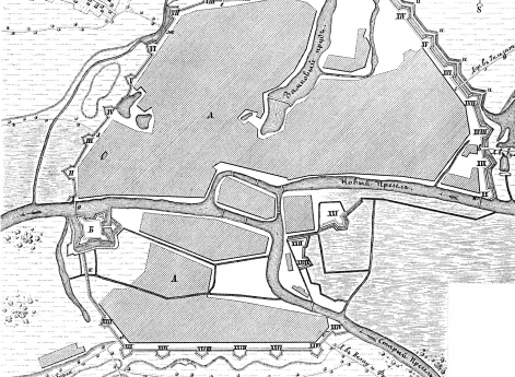 Полевые и временные укрепления. Изобр.1. План укрепленного города Кенигсберга, при занятии его русскими войсками в 1758 году