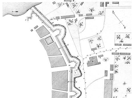Полевые и временные укрепления. Изобр.4. План временных оборонительных работ, произведенных в Тильзите в кампанию 1758 года