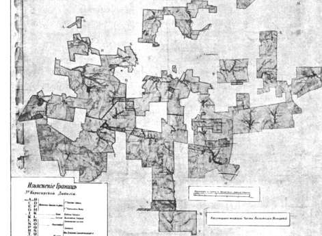 Тип расположения округа поселений кавалерийской дивизии. Карта округа военного поселения Третьей Кирасирской дивизии