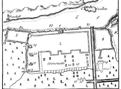 Кронштадская гавань (с английской гравюры 1716 года)