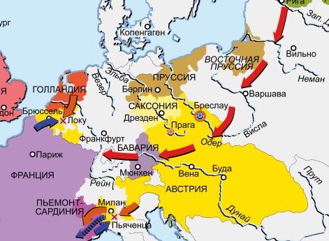 Война за австрийское наследство 1740–1748 гг. Карта кампаний 1746–1748 гг. в Центральной Европе