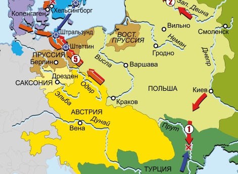 Северная война 1700-1721. Карта кампаний 1710–1711 гг.