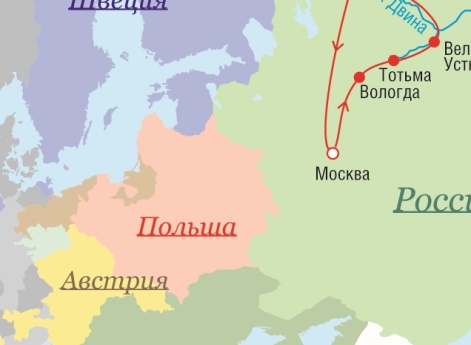 Маршрут поездок Петра I - 1694 г.