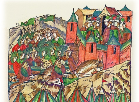 Войско князя Юрия Долгорукого подходит к Киеву и обступает город.