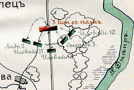 Схема боя отряда полковника Сысоева 3-го с французской кавалерией 21 (9) июля 1812 года под Могилевом