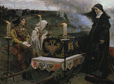Хуана I Безумная совершает бдение у гроба своего супруга Филиппа Красивого