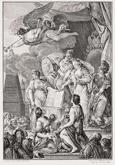 Аллегория на Екатерину II с текстом «Наказа»,1778