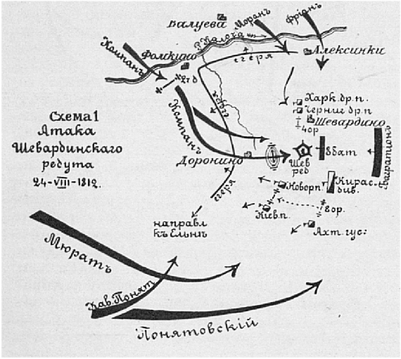 Бородинское сражение.  Атака Шевардинского редута 24 августа 1812 года