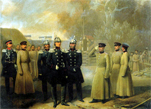 Великий князь Николай Николаевич Старший осматривает работы гвардейских сапёров в устье Невы.