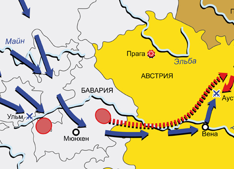 Третья антифранцузская коалиция 1803–1805 гг. Карта кампании на Дунае в 1805 г.