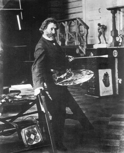 Илья Ефимович Репин в мастерской в Пенатах, 1905 год