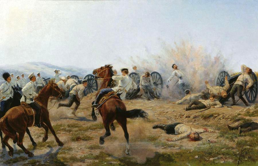 Смерть генерала Келлера во время боя на Янзелинском перевале. 1904 год.