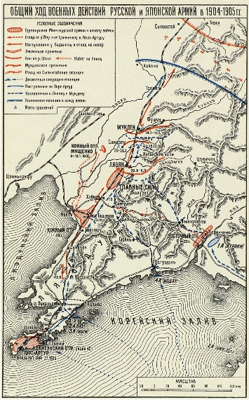 Общий ход военных действий русской и японской армии в 1904-1905гг.