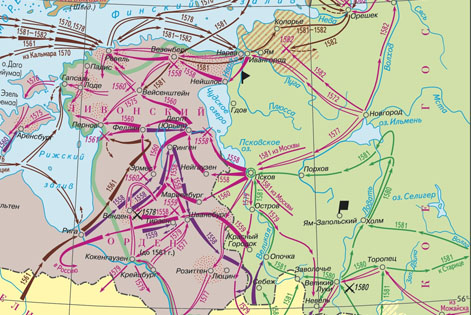 Карта: Ливонская война  1558 – 1583