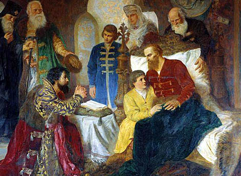 Больной князь Дмитрий Пожарский принимает московских послов.