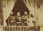Австрийский император Франц-Иосиф, германский император Вильгельм I, российский император Александр III и императрица Мария Федоровна во время встречи 17 сентября 1884 г. в Скерневцах