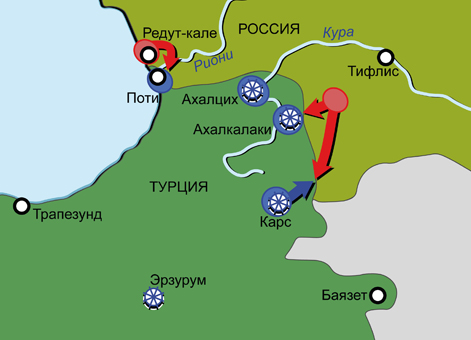 Русско-турецкая война 1806-1812 гг. Карта кампании на Кавказе 1807 г.