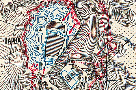 Карта: Осада и штурм Нарвы в 1704 г.