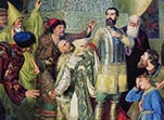 Князь Михаил Черниговский перед ставкой Батыя
